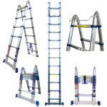 Keli - echelle télescopique double plan 3, 8m, echelle pliante 2 en 1, fabriquée en aluminium, qualité ... Keli - echelle télescopique double plan 3, 8m, echelle pliante 2 en 1, fabriquée en aluminium, qualité ...