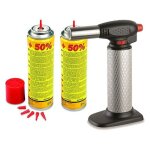 Chalumeau de cuisine professionnel + 2 cartouches de gaz utilisation  360 allumage piezo kemper