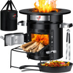 Four - fuse avec pole  griller en fonte et sac de transport four hollandais bbq fuse four  bois ...