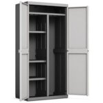 Keter - kis armoire range - balais logico noir - gris clair, plastique, 65 x 45 x 182 cm