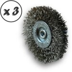 Kibros - brosse circulaire mtallique sur tige  50 mm fil inox dur - quantit x 3 -  50 mm - ep. 8 ...