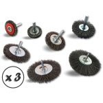 Kibros - brosse rotative circulaire mtallique fil acier sur tige  6 mm - lot de 3 - pack 7  diffrents ...