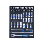 Module mousse + pp 44 pi�ces douilles 3 / 8' et accessoires - king tony