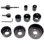 Kit de 11 scies - cloches (avec 2 mandrins, 8 lames et 1 cl� hexagonale) ensemble de forets pour le travail ...
