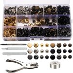 Kit de 120 boutons - pression en m�tal avec pince � poin�onner et 4 outils de fixation pour travaux de ...