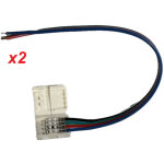 Kit de 2 connecteurs d'alimentation pour bandeau led rgb flexible largeur 10mm pr�cabl�s 4 fils (r - ...