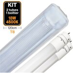 Kit 2 tubes led t8 18w blanc neutre + boitier etanche 120cm