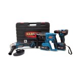 Kit 3 en 1 hardex : perceuse - visseuse 45 nm, perceuse � percussion sds + 26 mm, meuleuse d?angle 125 ...