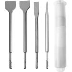 Kit de 4 burins � tige ronde et pointe plate pour marteau �lectrique pour structure en b�ton