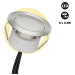 Kit 6 spots led encastrs au sol 0, 3w 12v - dc ip67 - blanc chaud