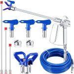 Kit de 9 tuyaux de pistolet pulv�risateur sans air de 15, 2 m 3600 psi haute pression avec tige d'extension ...