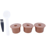 Kit d'accessoires r�utilisables pour capsules caffitaly : filtre, cuill�re et brosse de nettoyage