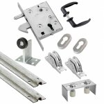 Kit complet portail coulissant roue acier gorge en u à encastrer Ø80x20mm + rail 6m estebro Kit complet portail coulissant roue acier gorge en u à encastrer Ø80x20mm + rail 6m estebro