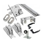 Kit complet portail coulissant roue acier gorge en u à encastrer Ø80x20mm + rail 9m estebro Kit complet portail coulissant roue acier gorge en u à encastrer Ø80x20mm + rail 9m estebro