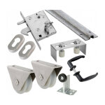 Kit complet portail coulissant roue nylon gorge u en applique 80x20mm + rail 9m estebro