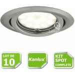 Kit complete de 10 spots encastrable chrome mat orientable marque kanlux avec gu10 led 5w blanc froid ...