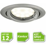 Kit complete de 12 spots encastrable chrome mat orientable marque kanlux avec gu10 led 5w blanc froid ... Kit complete de 12 spots encastrable chrome mat orientable marque kanlux avec gu10 led 5w blanc froid ...