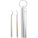 Kit de cure - dents de poche en acier inoxydable et laiton, r�utilisable pour camping et pique - nique ...