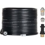 Kit de d�bouchage de tuyau de 15 m pour nettoyeurs haute pression k�rcher avec buse et buse pivotante, ...