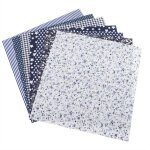 Kit diy couture : 7 carr�s tissu coton 50x50cm assortis pour patchwork literie (bleu)