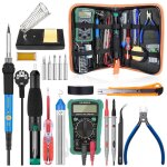 Kit de fer  souder, kit de soudure 60 w, temprature rglable 200 450 c, multimtre, 5 pannes  souder, ...