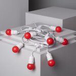 Kit guirlande waterproof 5. 5m blanche + 8 ampoules led e27 g45 3w de couleurs rouge