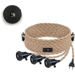 Kit de lustre corde de chanvre vintage cable suspension luminaire avec interrupteur et prise eu diy 3 ...