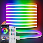 Kit n�on rgb 15 m, t�l�phone portable paa bluetooth, silicone color�, bande lumineuse d'ambiance � mod�lisatio ...