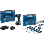 Kit d'outils bosch : gsr 18v - 65 + 2 x batterie + 19 pces. d'outillage � main en l - boxx