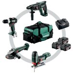 Kit d'outils sans fil combo pour l'artisanat du b�timent metabo 4. 3sb 18 lt bl + w 18 l 9 - 125 quick ...
