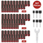 Kit de pon�age 307 pi�ces ? 300 manchons abrasifs 80 / 120 / 240 ? 6 mandrins pour outil rotatif ? compatible ...