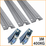 Deco fer forge - kit pour portail coulissant jusqu'à 6m - 3 rails gorge ronde de 2m de long - 2 roues ... Deco fer forge - kit pour portail coulissant jusqu'à 6m - 3 rails gorge ronde de 2m de long - 2 roues ...
