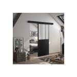 Optimum - kit porte coulissante atelier noir + rail 2 amortisseurs + cache rail décor assorti - verre ... Optimum - kit porte coulissante atelier noir + rail 2 amortisseurs + cache rail décor assorti - verre ...