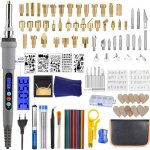 Kit de pyrogravure sur bois 109 pcs, outils de gravure temp�rature r�glable avec crayons de couleur