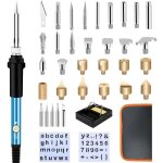 Kit de pyrogravure sur bois fer � souder, 37pc 60w loisirs cr�atifs adultes graveur pour rondin de bois ...