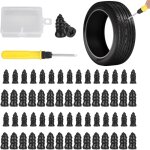 Kit de r�paration de pneus 60 pi�ces ? m�ches caoutchouc 2 tailles �crous, outil installation tournevis ...