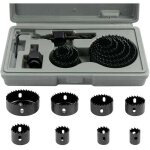 Kit de scie cloche bim�tallique en acier au carbone (11 pi�ces, 19 - 64 mm) pour bois, plaques de pl�tre ...