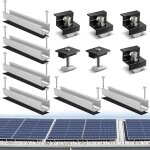 Kit de support de panneau solaire avec pince d'extr�mit� : support de panneau solaire pv avec rails profil�s ...