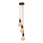 Kit suspension ? douille silicone e27 noire + c�ble tissu marron + pavillon m�tal titane - id�al r�novation ...