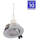 Kit x 10 - collerette spot encastrable orientable argent �90mm + - blanc froid