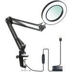 Lampe de table  pince, lampe de travail de lecture, avec bras pivotant  loupe 8x, 3 modes de couleur, ...