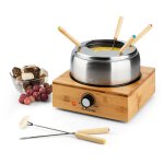 Klarstein bambus - appareil � fondue 800 w , capacit� 1, 3 l max, plaque de cuisson & 6 fourchettes � ...