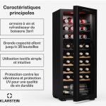 Klarstein - bovella 36 duo + cave � vin 2 - en - 1 36 bouteilles 2 zones 7 �tag�res tactile