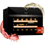 Klarstein - cave a vin encastrable, caves  vin de conservation de 51l, porte basculante, cave a vins ...