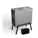 Klarstein ? poubelle tri s�lectif 40 l avec bac � compost ? corps en acier inoxydable ? couvercle � bouton ...
