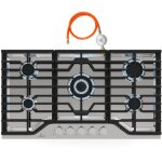 Klarstein - turbocast plaque de cuisson gaz - 5 br�leurs, inox 304, 3. 4kw wok, allumage auto & s�curit�, ...