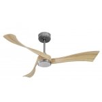 Klassfan - twist, ventilateur d�stratificateur d'air, pales bois claires 132 cm, moteur chrome bross�, ...