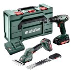 Metabo - combo set 2. 2. 5 perceuse - visseuse sans fil bs 18v + cisaille  herbe sgs ltx q avec batteries ...