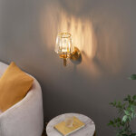 Kosilum ? applique murale luxe m�tal laiton et cristal ? design raffin� pour salon et entr�e ? ampoule ...