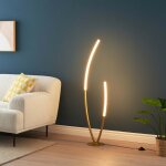 Lampadaire dor� deux arcs ultra design led dimmable - moa
